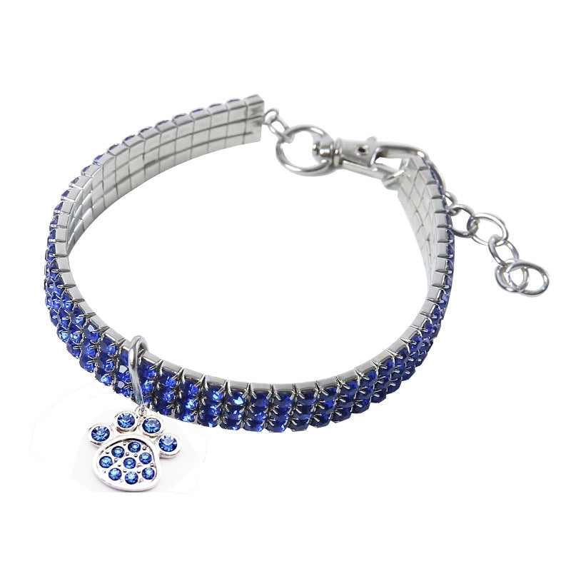 Solid Color Elastic Adjustable Pendant Heart Shape Inlaid Zircon Pet Collar
