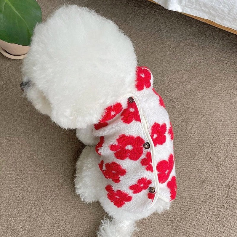 Flower Printed Warm Pet Vest