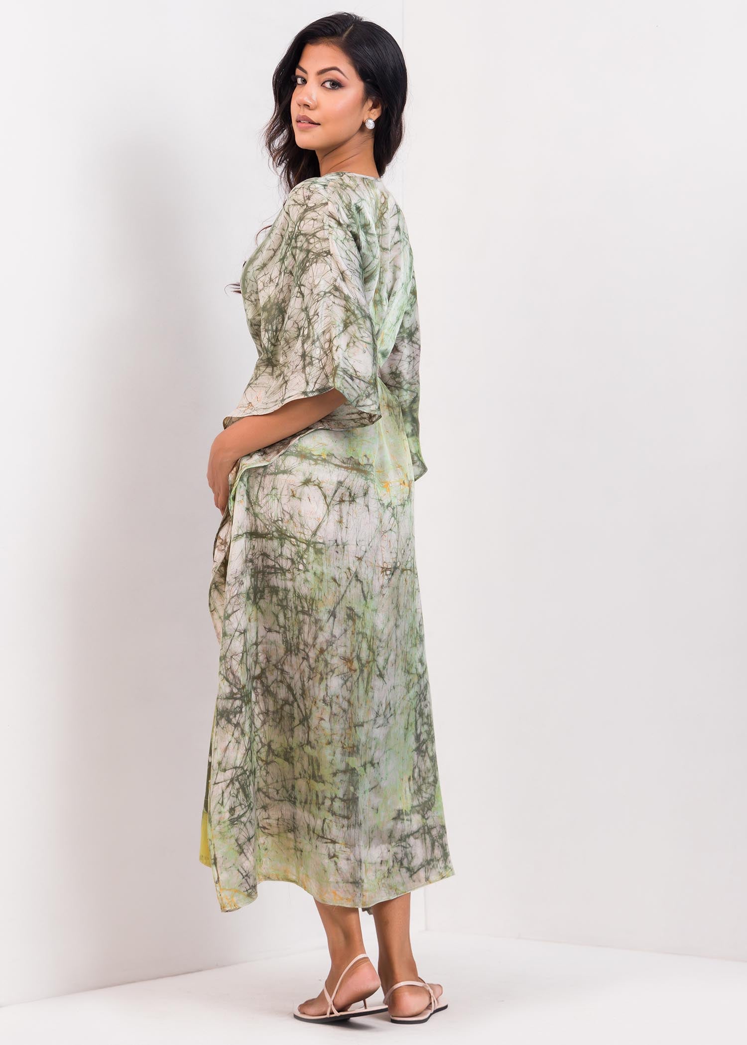 V-Neck Batik Kaftan Dress