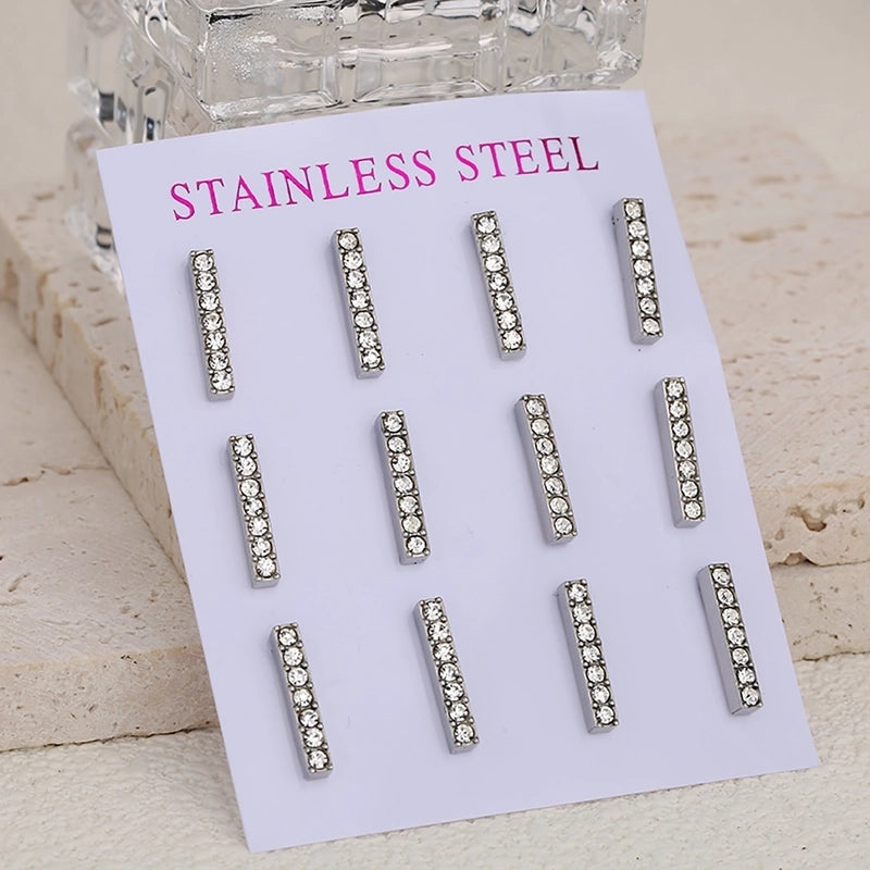 1 Set 1 Pair Luxurious Shiny Cross 304 Stainless Steel Ear Studs