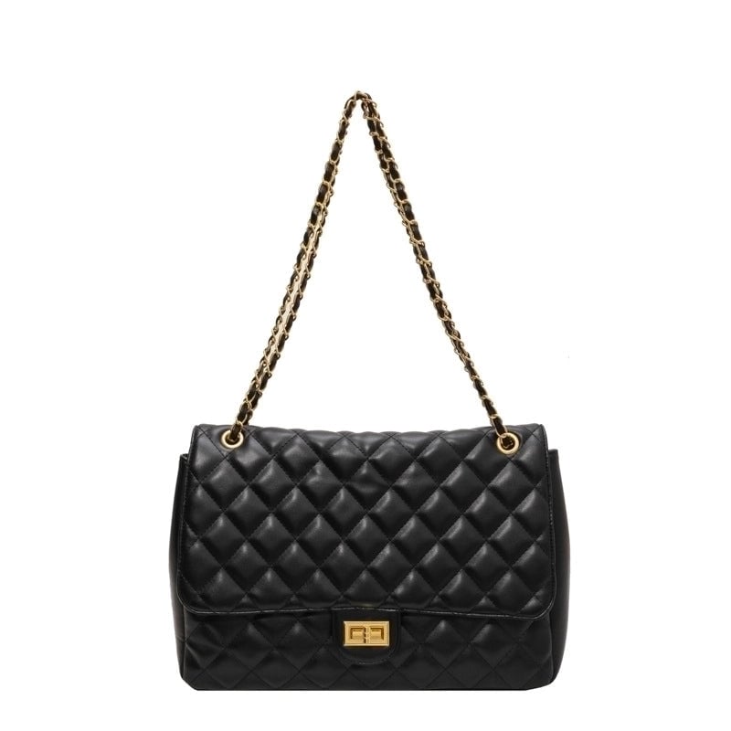 Women's Large All Seasons Pu Leather Solid Color Streetwear Square Lock Clasp Shoulder Bag Chain Bag