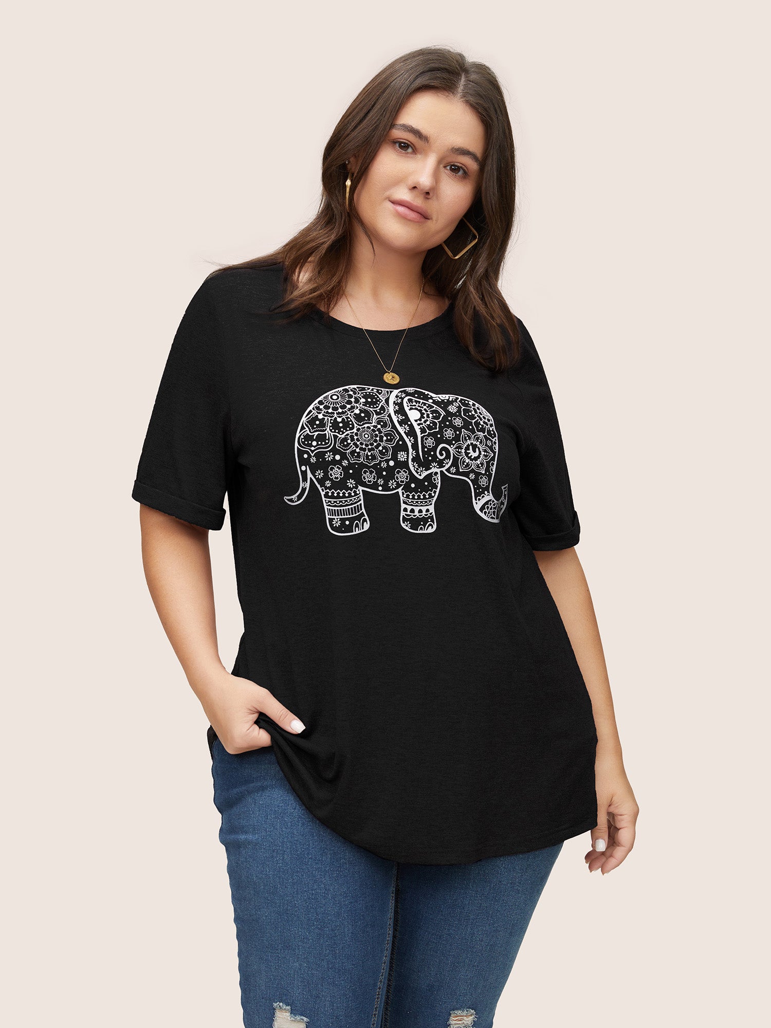 Art & Design Elephant Print T-shirt