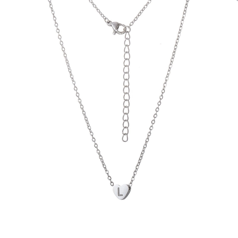 Stainless Steel Titanium Steel 18K Gold Plated Minimalist Letter Heart Shape None Pendant Necklace