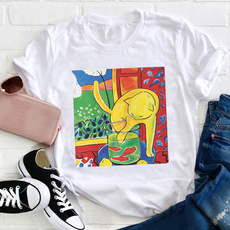 Cat With Red Fish Henri Matisse Painting Teacher T-Shirt