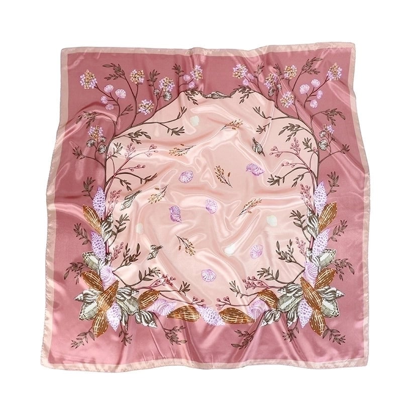 Women's Casual Minimalist Tree Feather Flower Satin Printing Silk Scarf