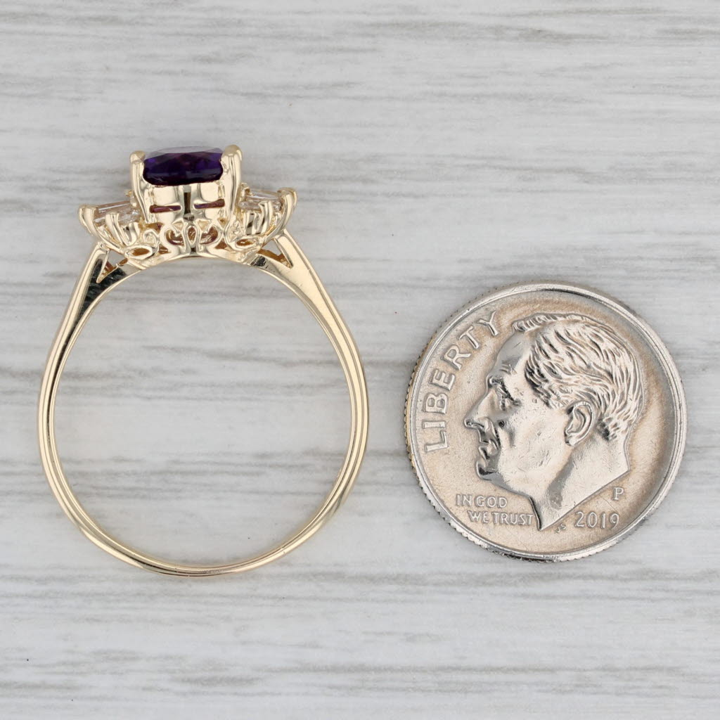 1.80ctw Amethyst Diamond Ring 14k Yellow Gold Size 8.5