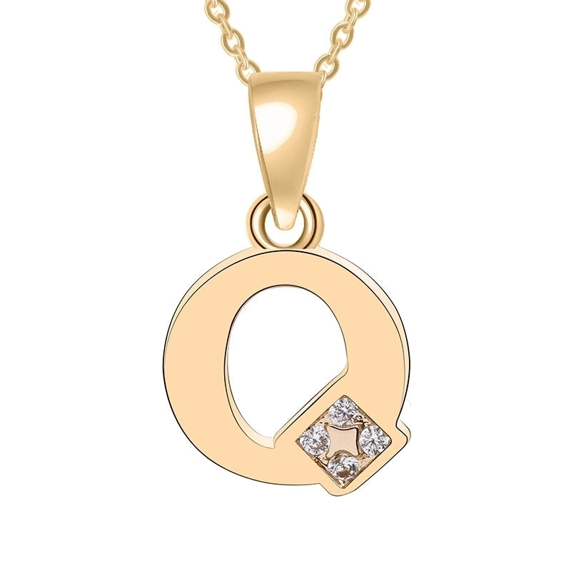 Minimalist Letter Copper Plating Inlay Zircon Pendant Necklace