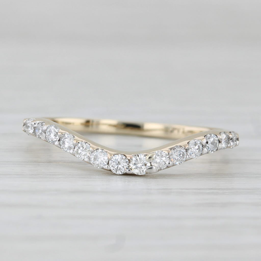 0.30ctw Diamond Contoured Wedding Band 14k Yellow Gold Size 7 Ring