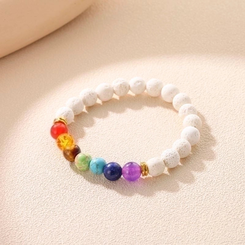 Minimalist Round Alloy Natural Stone Polyester Woven Chain Bracelets In Bulk