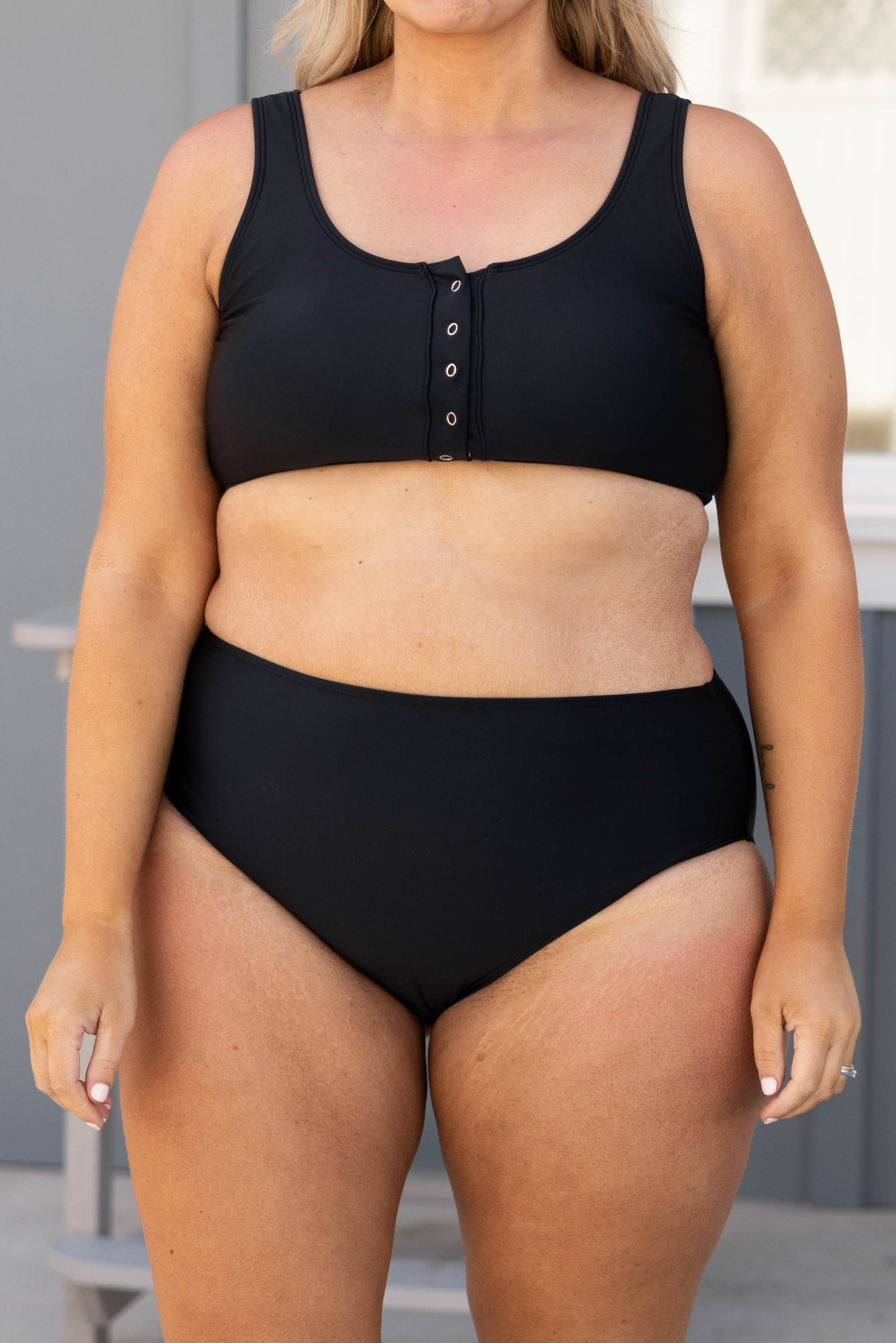 We Are All Just Coasting Swim Top. Black