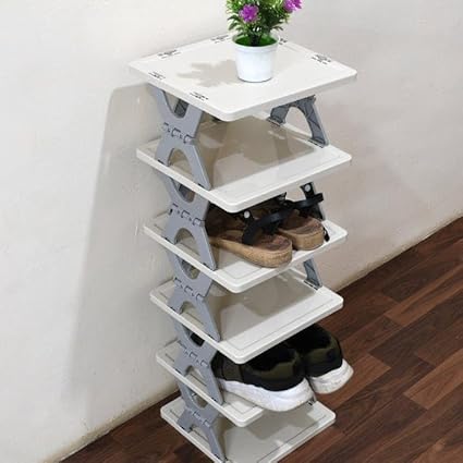 Foldable Shoe Rack . Plastic Vertical Shoe Holder