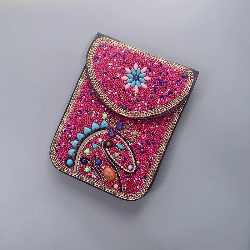 Women's Pu Leather Flower Vintage Style Classic Style Square Magnetic Buckle Phone Wallets