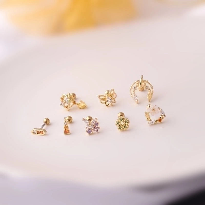 Ear Cartilage Rings & Studs Geometric 316L Stainless Steel  Copper Plating