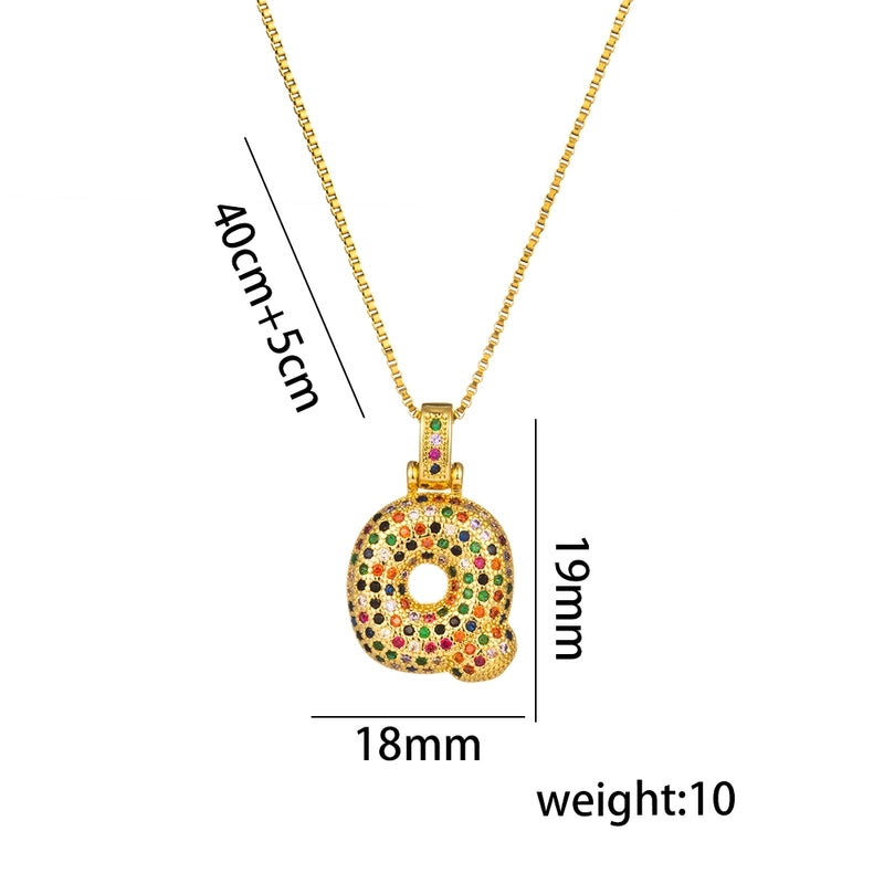 Titanium Steel 18K Gold Plated Minimalist Inlay Letter Zircon Pendant Necklace