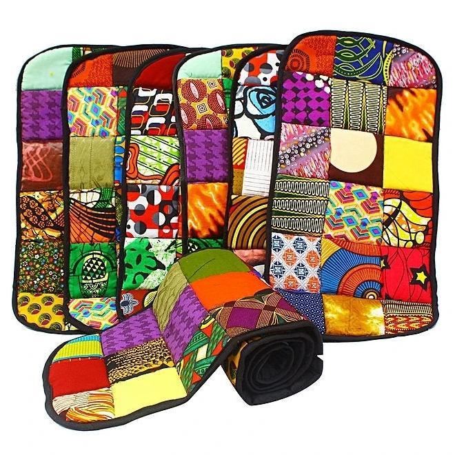 Set mit 6 afrikanischen Kitenge-Patches Küchentisch Tischset und Tisch