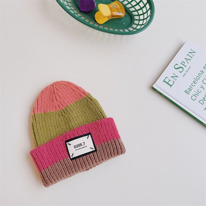 Children Unisex Streetwear Color Block Wool Cap