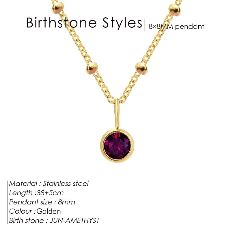 Minimalist Classic Style Geometric 316L Stainless Steel  Rhinestones Inlay Stainless Steel Necklaces