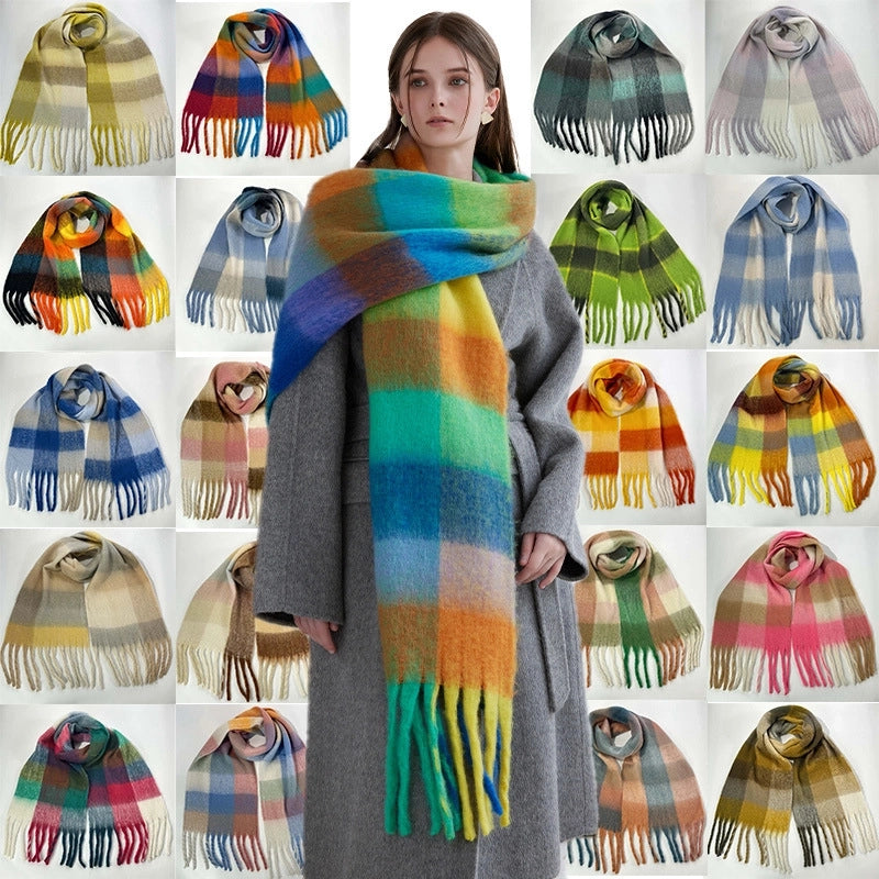 Women's Vacation Minimalist Multicolor Polyester Tassel Scarf