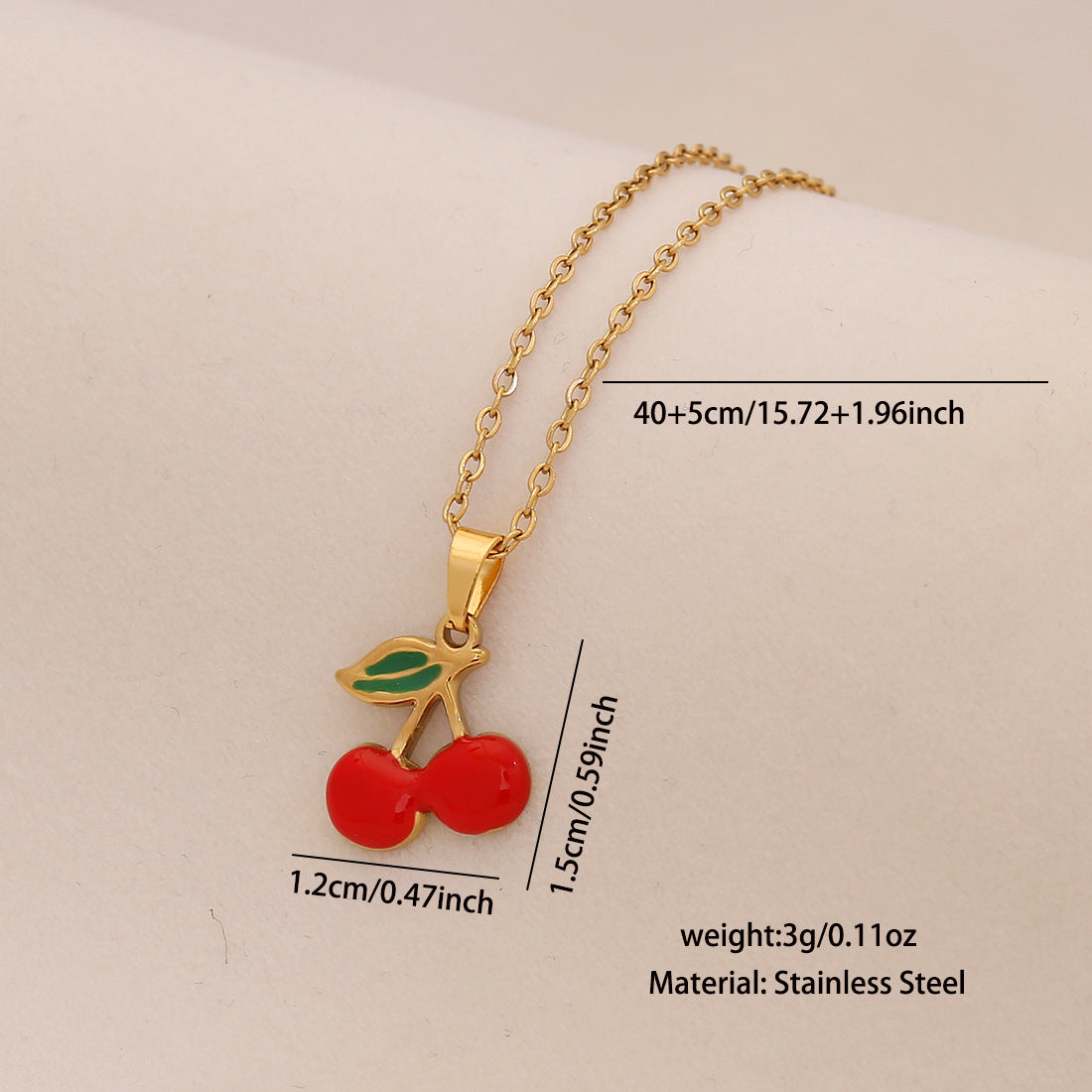 Fruit Series Cherry Strawberry Pendant Necklace Titanium Steel Banana Apple N1570