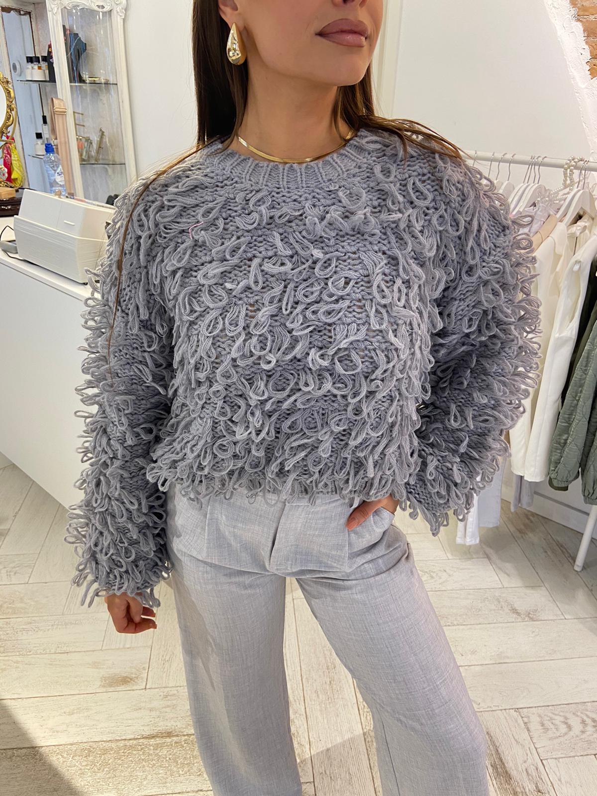 Luna Fringe Sweater Grey