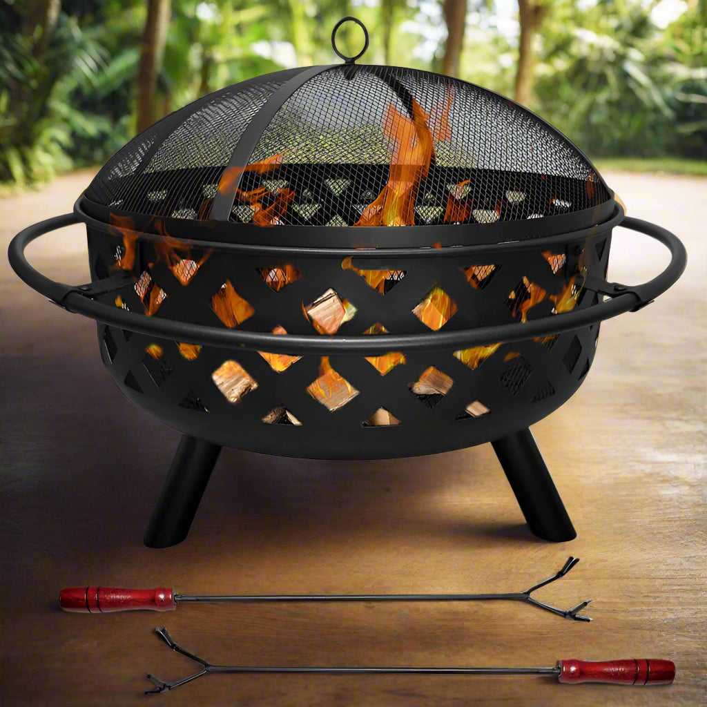 HEAVY-DUTY ROUND FIRE PIT – PERFECT FOR OUTDOOR BBQ & BONFIRES