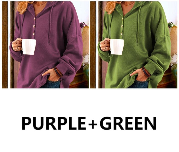 ✨LONG SLEEVE BUTTONED SWEATSHIRT