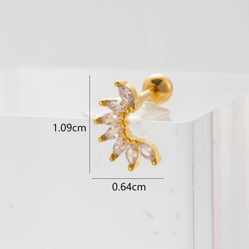Ear Cartilage Rings & Studs Flower 316L Stainless Steel  Copper Inlaid Zircon