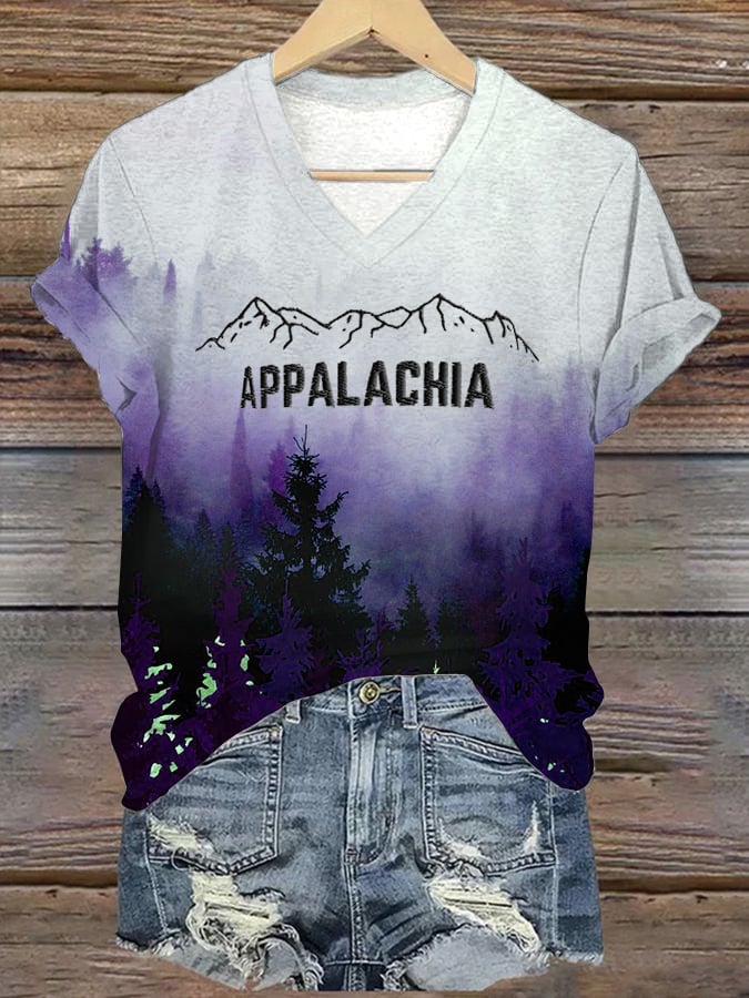 Women's Appalachia Strong Print V-Neck T-Shirt