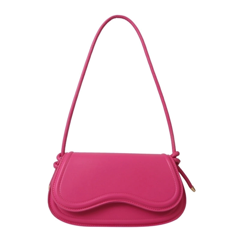 Women's Pu Leather Solid Color Streetwear Oval Flip Cover Shoulder Bag