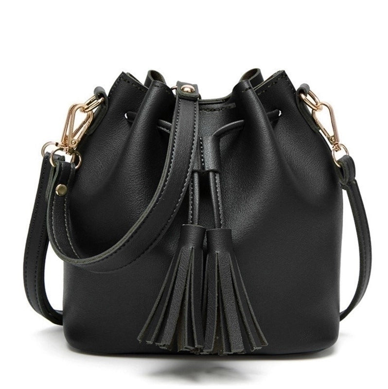 Women's Small Pu Leather Solid Color Streetwear Magnetic Buckle Bucket Bag