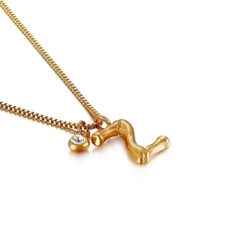 Titanium Steel 18K Gold Plated Minimalist Commute Patchwork Letter Necklace