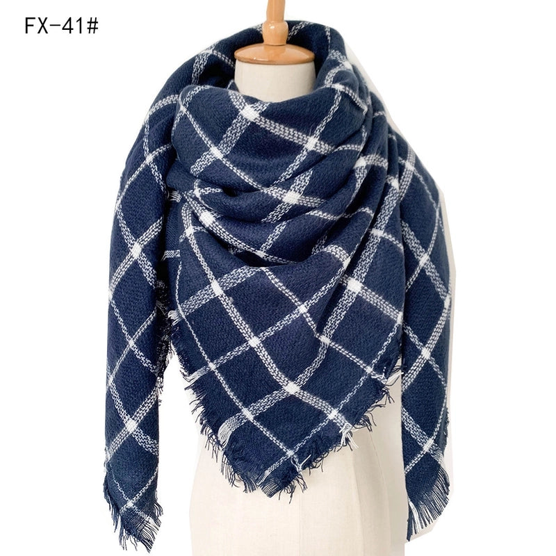 Autumn And Winter New Scarf Cashmere Acrylic Black Beige Plaid Square Scarf Women's Shawl