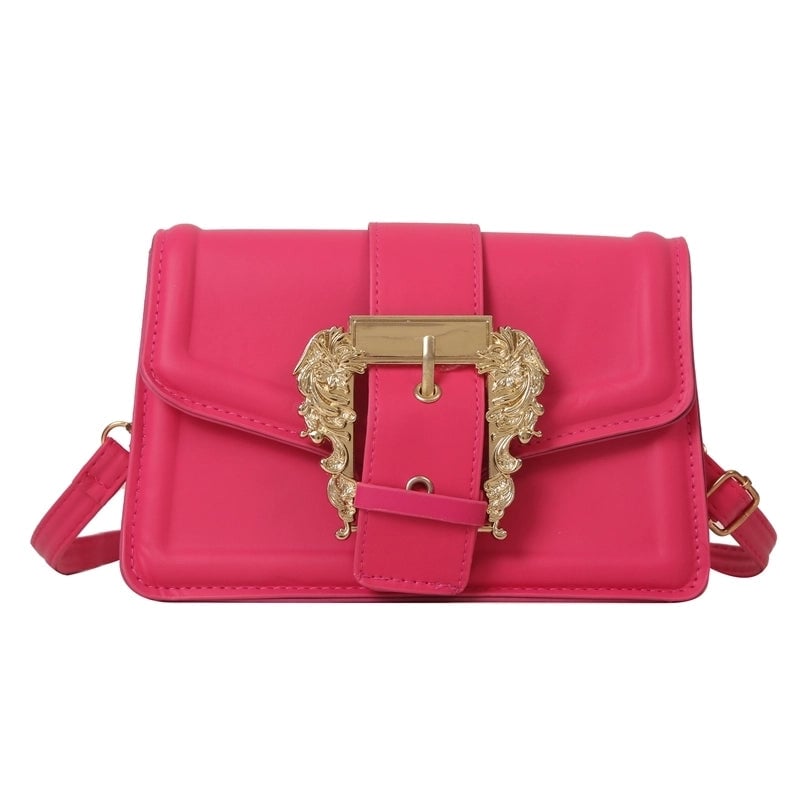 Women's Pu Leather Solid Color Streetwear Square Flip Cover Shoulder Bag Crossbody Bag