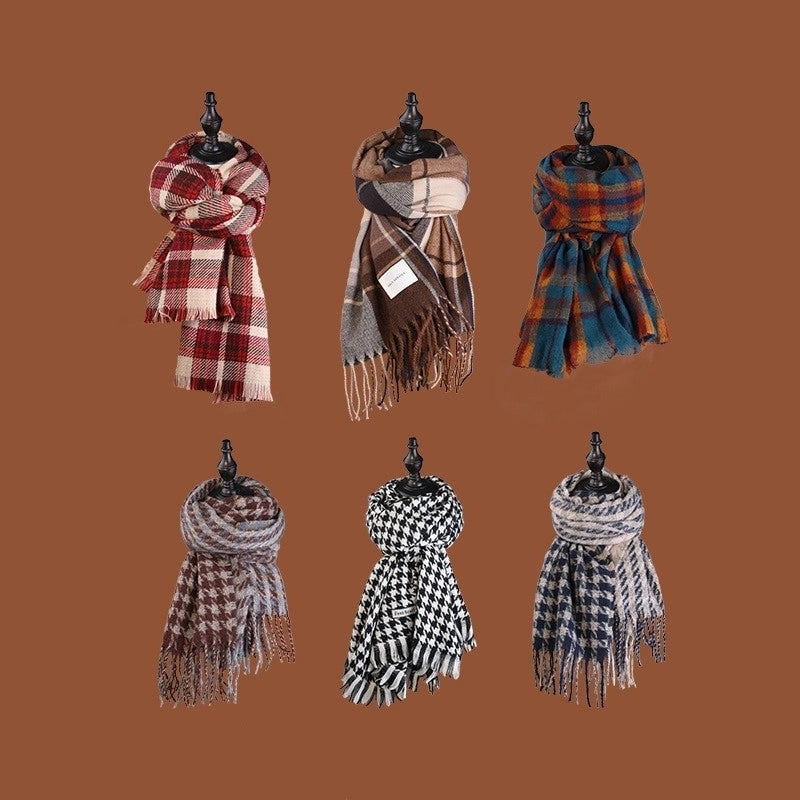 Unisex Basic Lattice Elk Wool Crochet Lace Cotton Linen Scarves