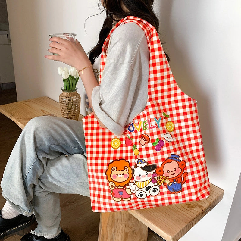 Women's Large Polyester Animal Letter Elegant Cute Streetwear Square Magnetic Buckle Tote Bag