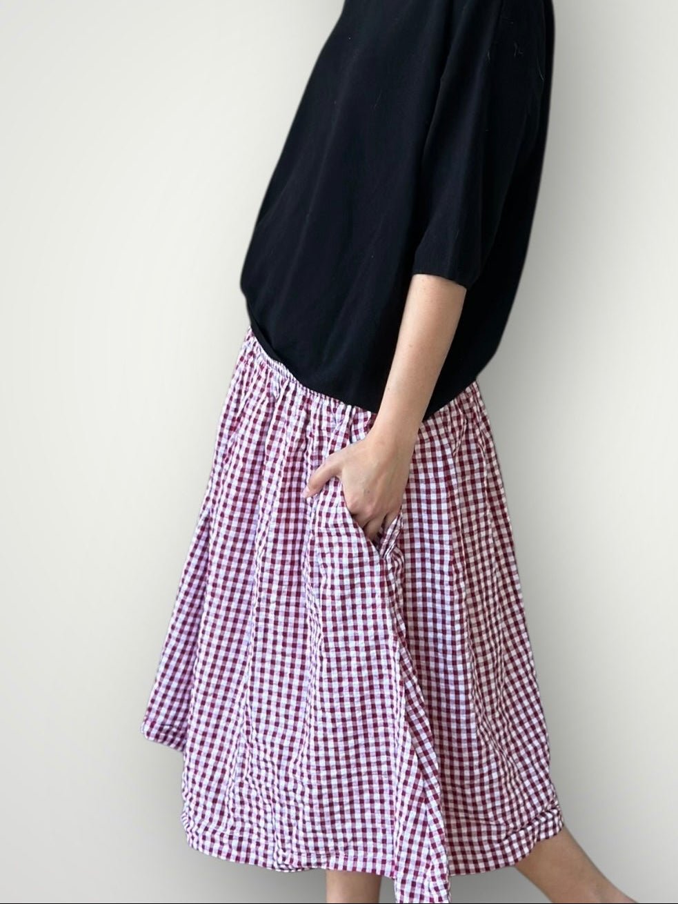 lola skirt -dark red gingham