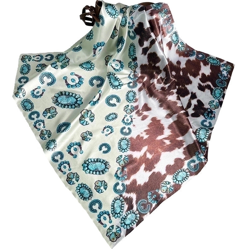 Women's Retro Leopard Satin Printing Silk Scarves