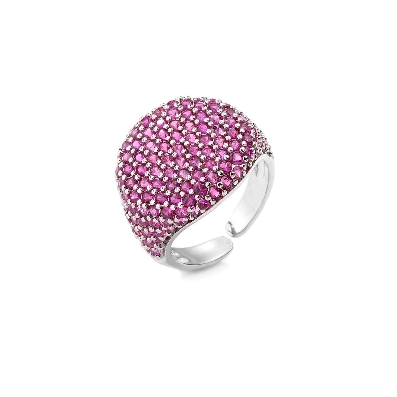 Copper Plating Geometric Zircon Copper Rings