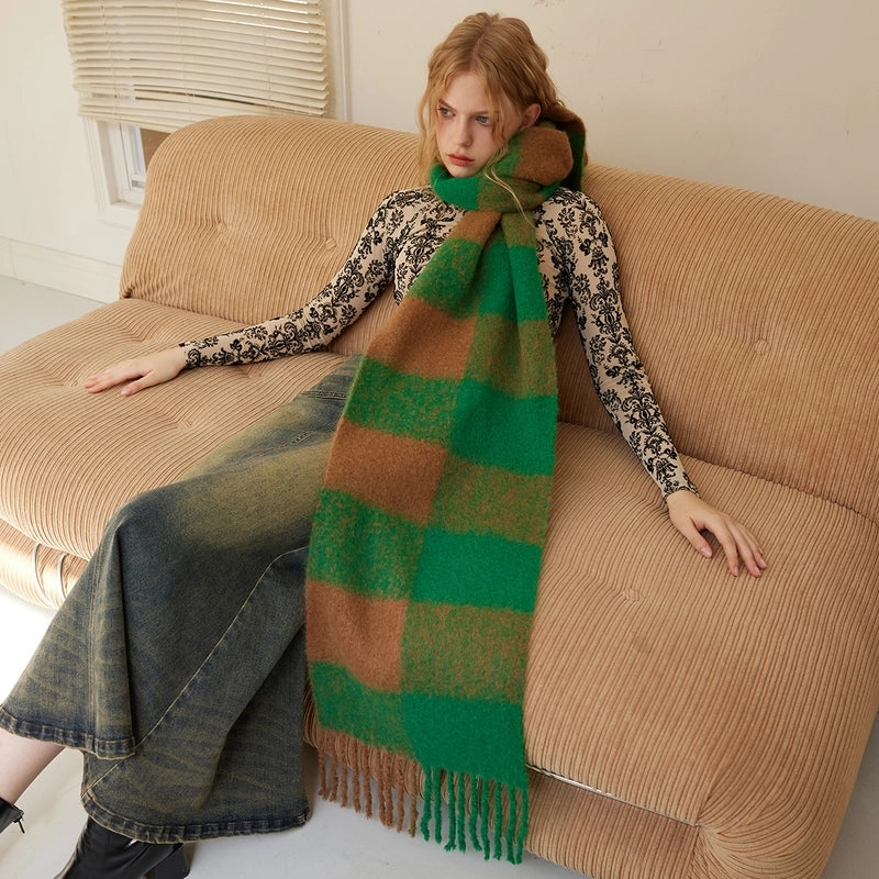 Women's Elegant Basic  Lattice Artificial Wool Wool Blend Scarf