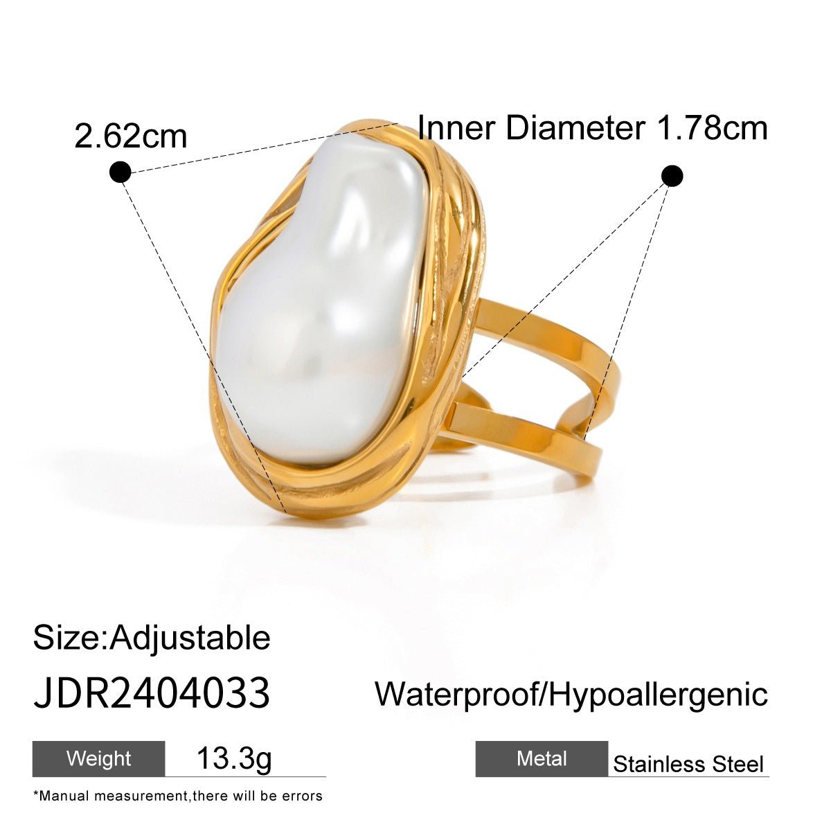 Baroque Pearl Ring Titanium Steel Jewelry Hot Sale Female Rings