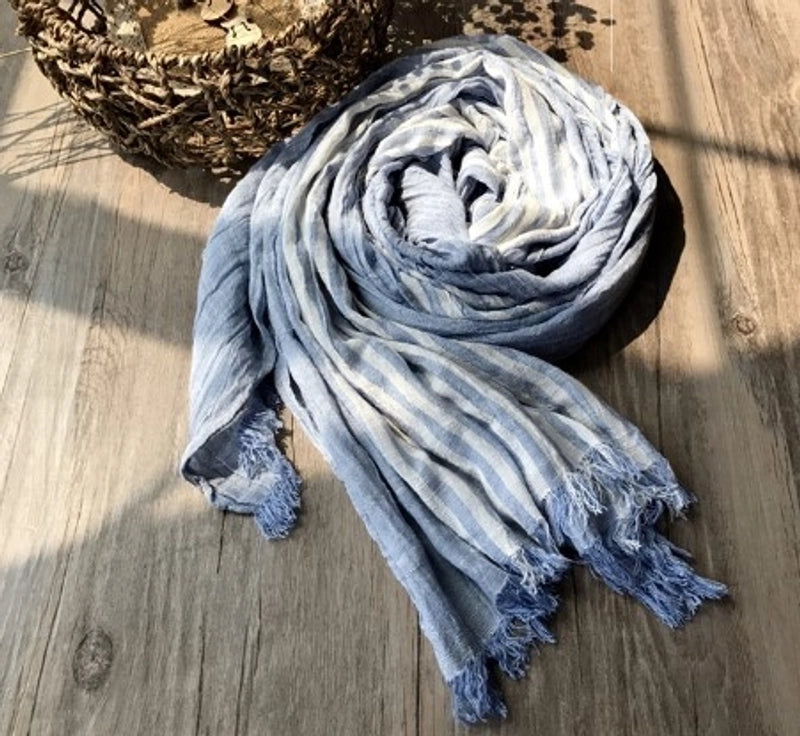 Women's Fashion Stripe Cotton Tassel Cotton Linen Scarves