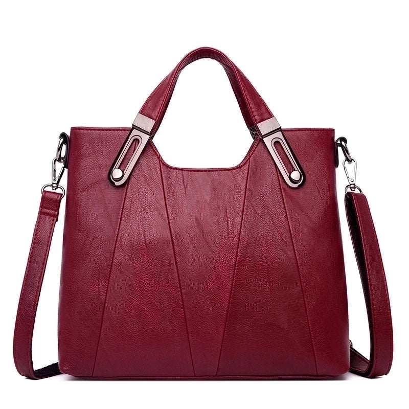 Women's Medium Leather Solid Color Vintage Style Square Zipper Tote Bag