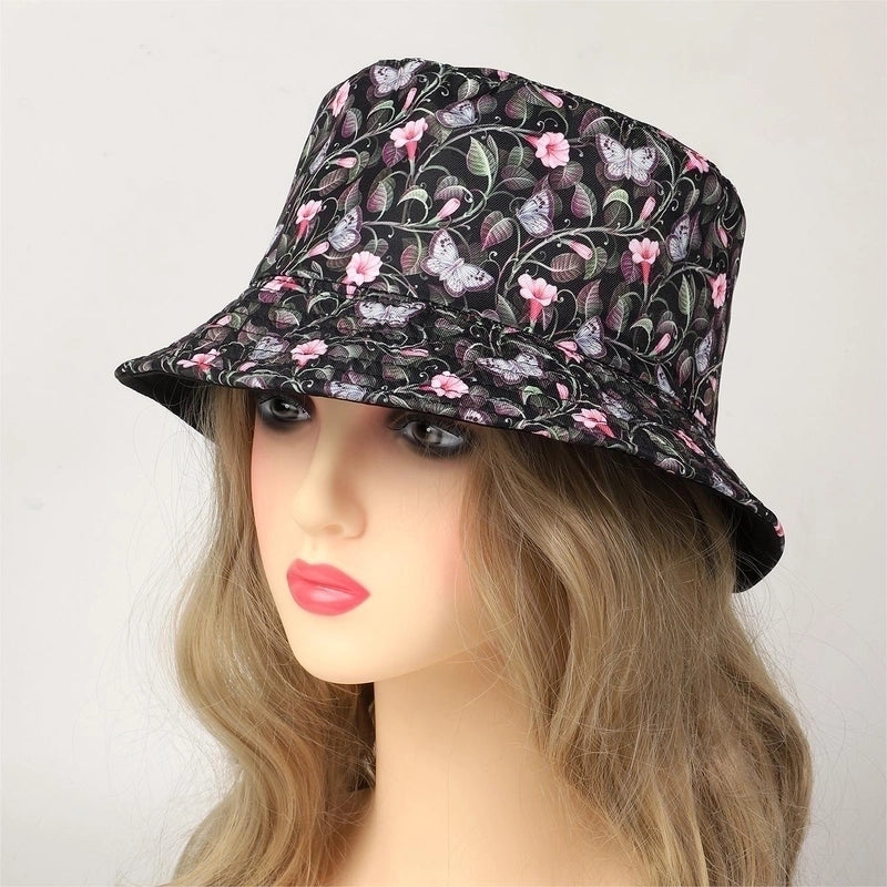 Women's Bohemian Beach Ditsy Floral Printing Wide Eaves Bucket Hat