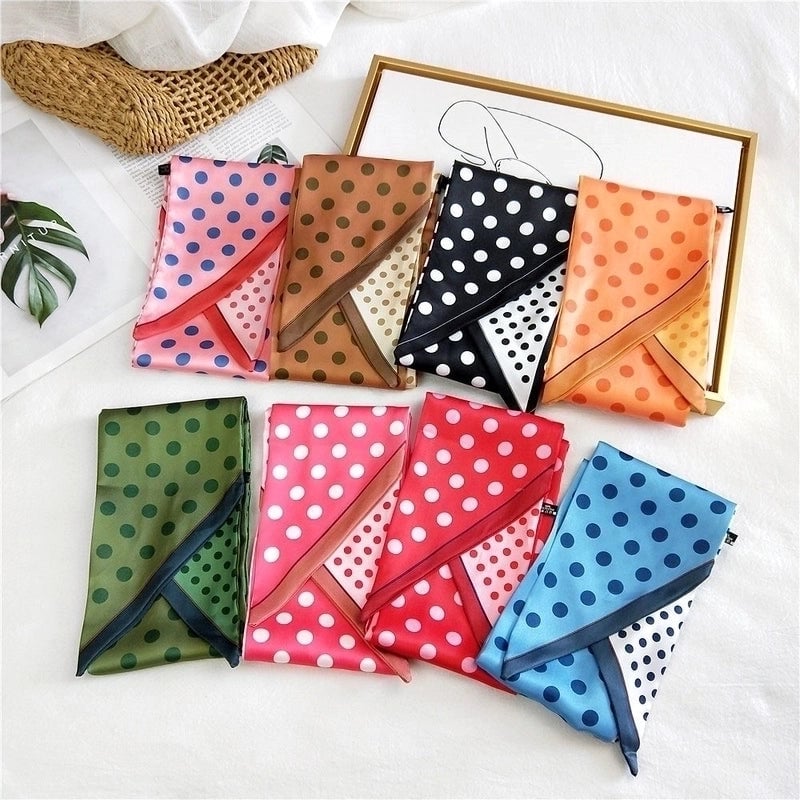 Unisex Sweet Polka Dots Polyester Printing Silk Scarves