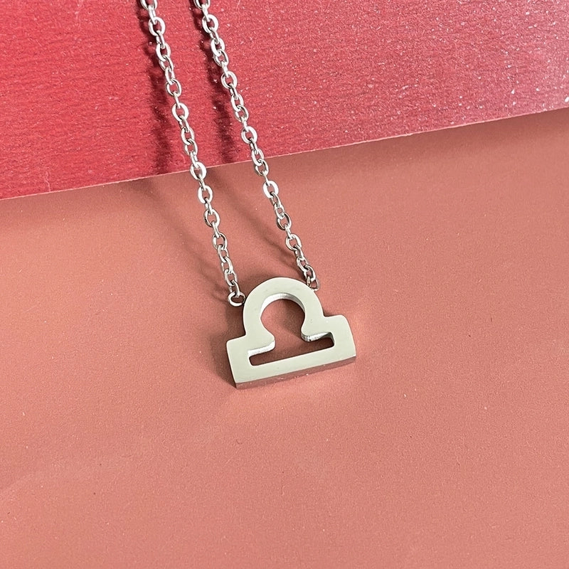 Simple Fashion Twelve Constellation Stainless Steel Geometric Necklace