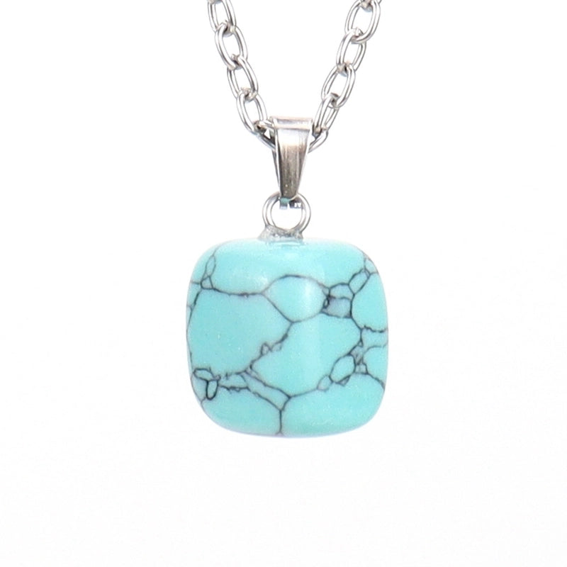 Minimalist Geometric Natural Stone Ferroalloy Knitting Pendant Necklace