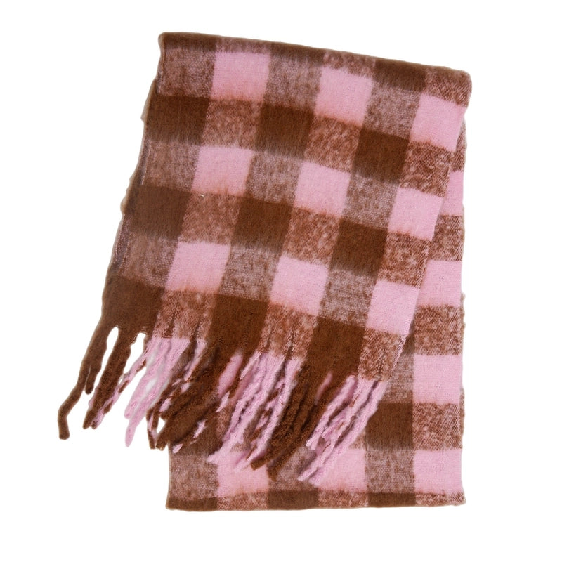 Women's Casual Minimalist Lattice Polyester Tassel Scarf