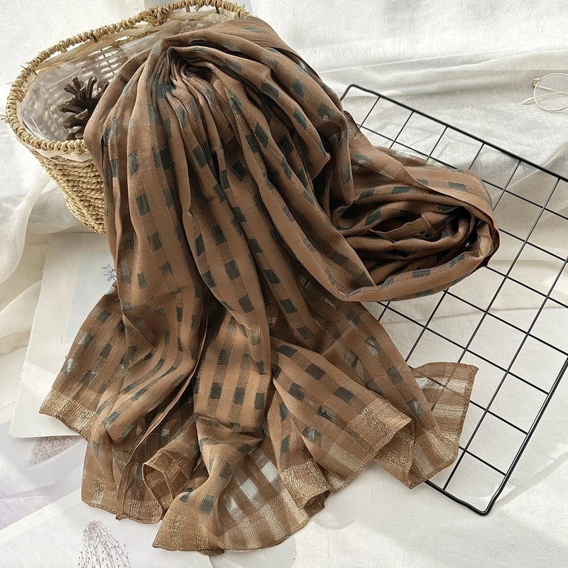 Women's Elegant Sweet Color Block Silk Silk Scarf