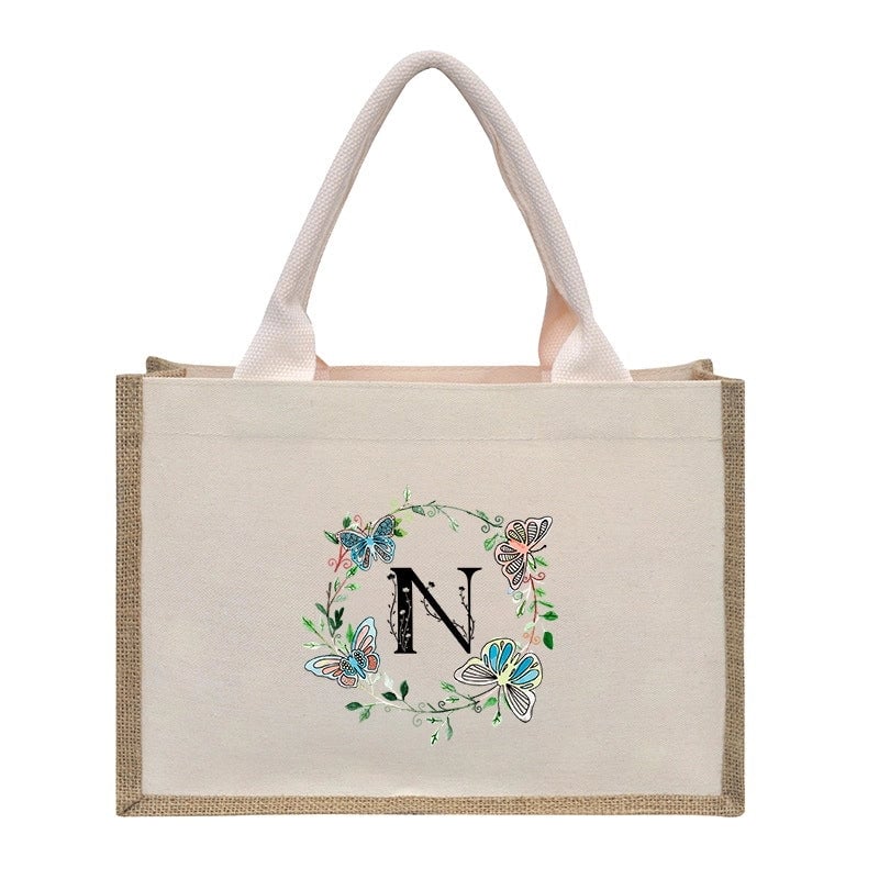 Women's Medium Canvas Letter Basic Classic Style Open Shopping Bags
