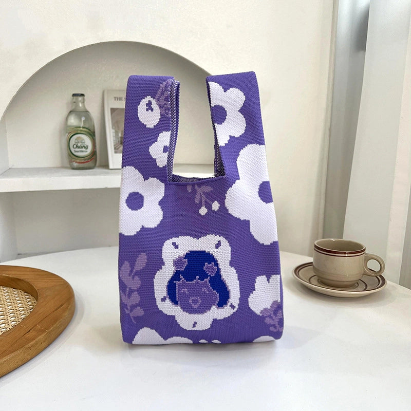 Women's Medium Polyester Flower Basic Vintage Style Square Open Shopping Bags